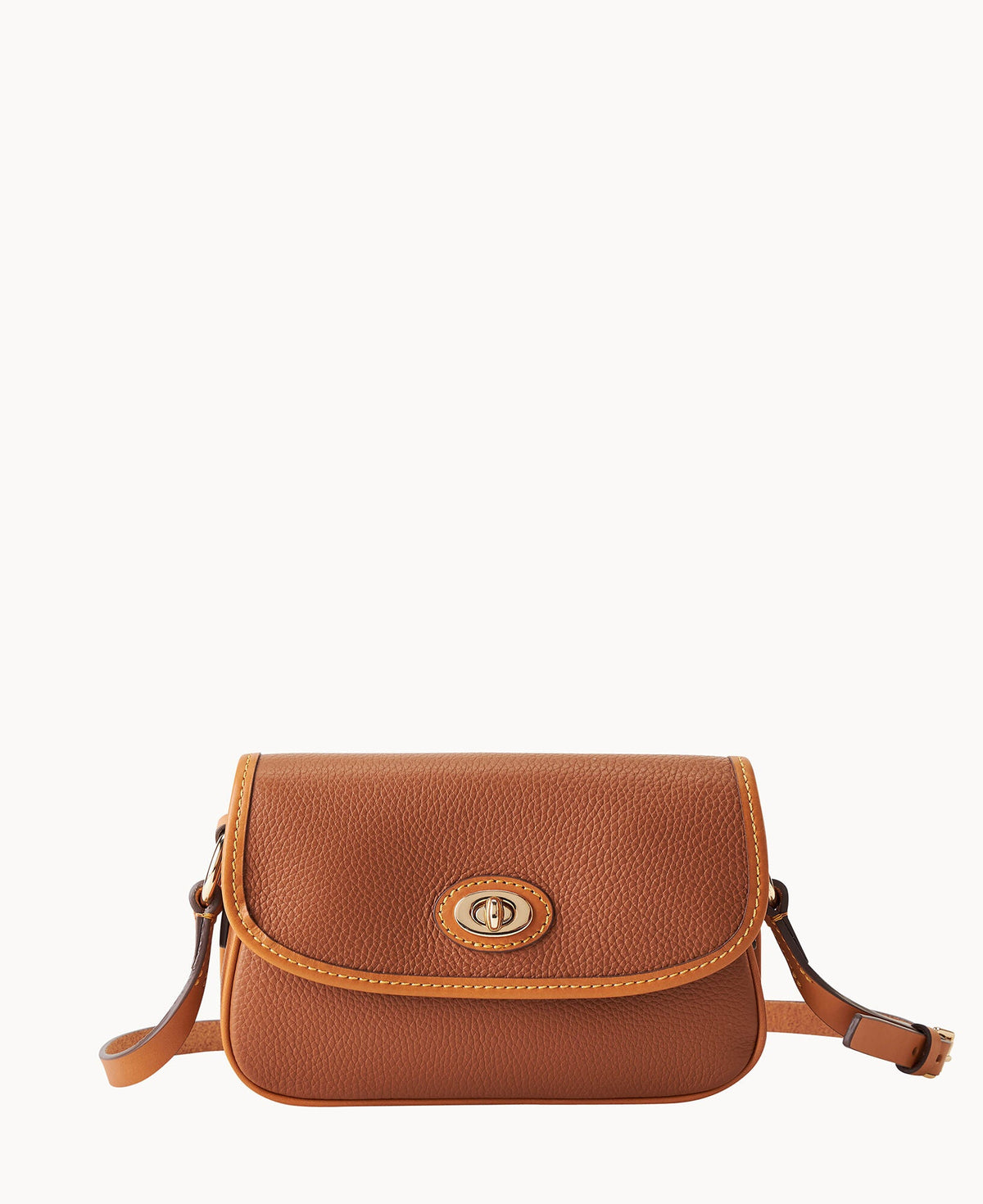 Pebble Grain Turnlock Crossbody 22 - Caramel