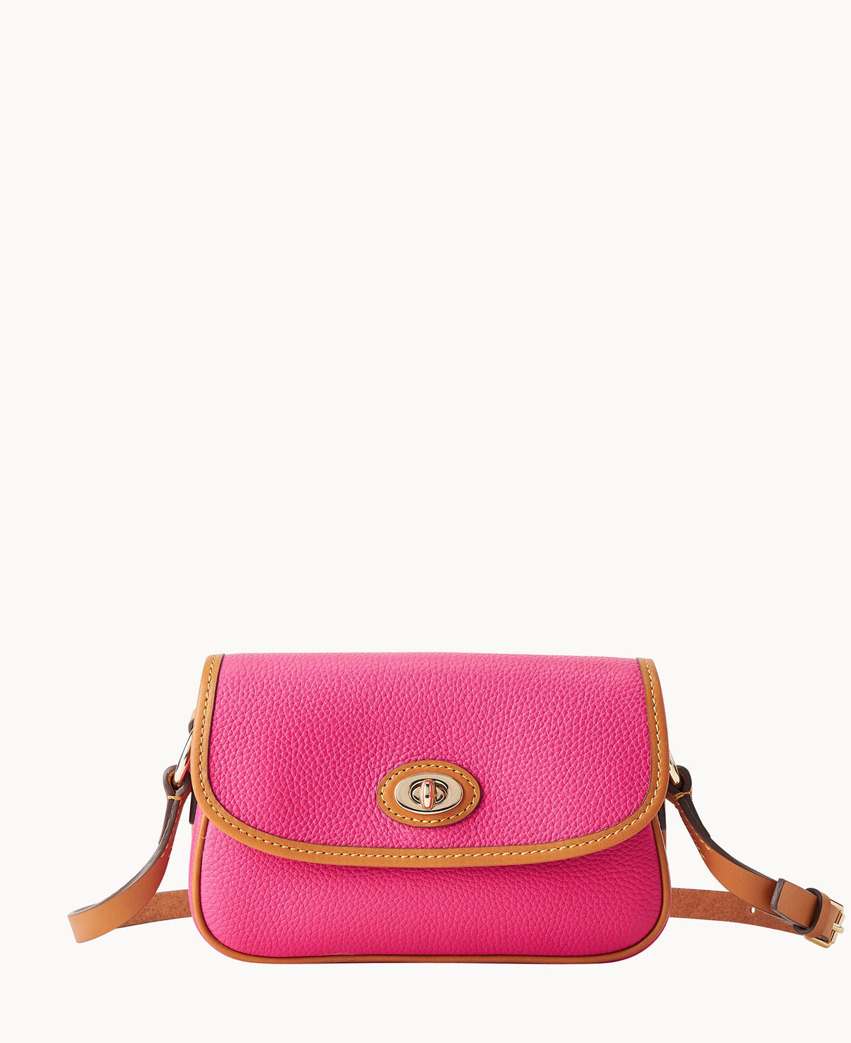 Pebble Grain Turnlock Crossbody 22 - Fuchsia