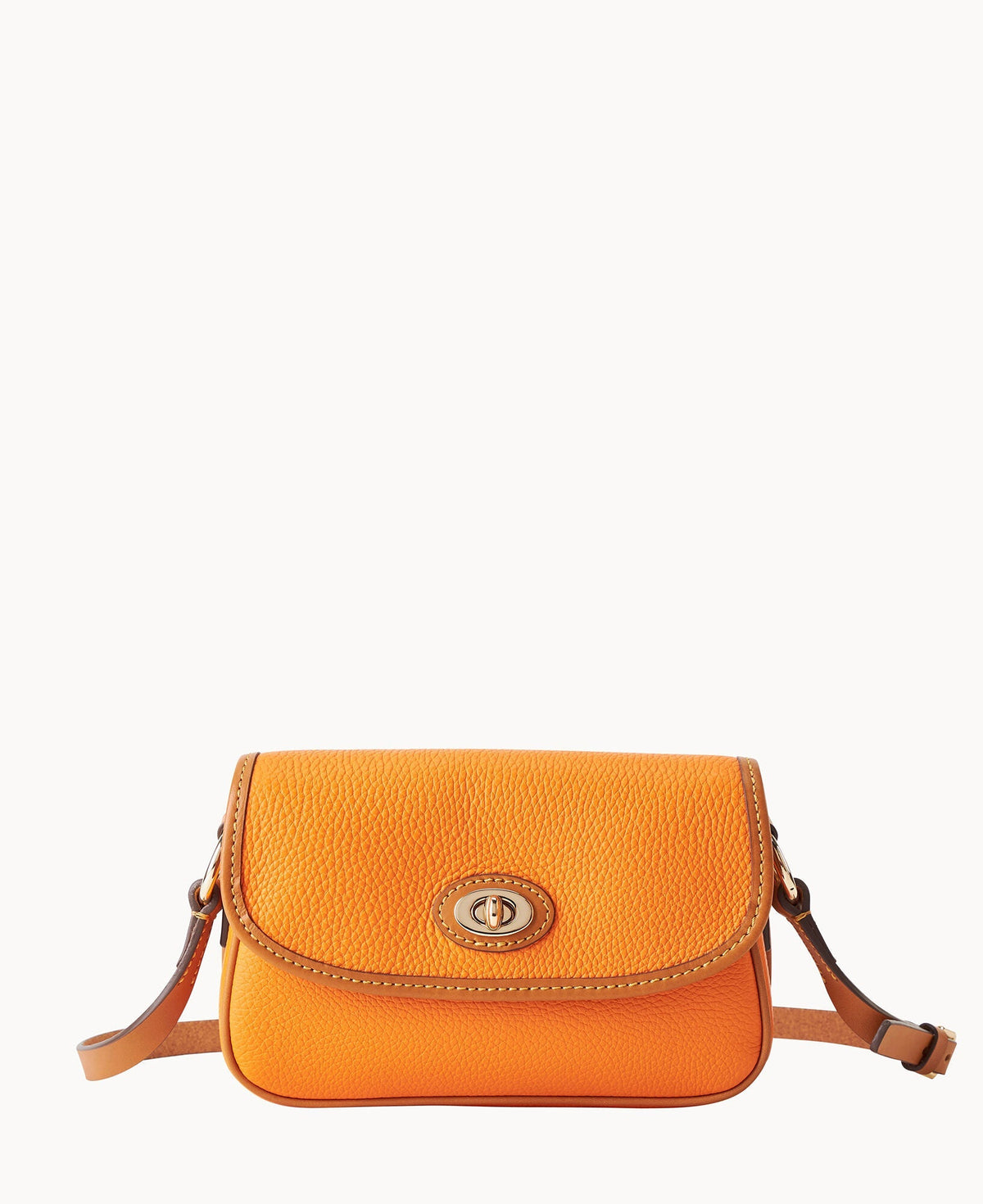 Pebble Grain Turnlock Crossbody 22 - Orange