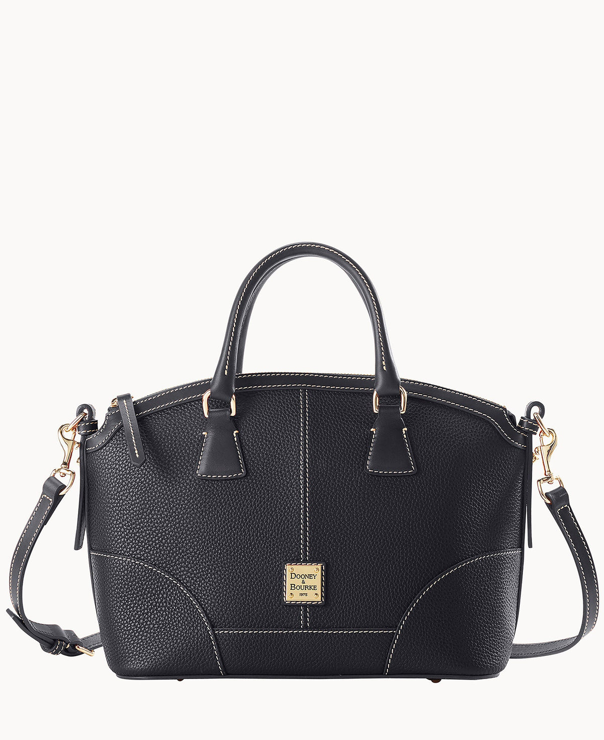 Pebble Grain Small Domed Satchel - Black Black