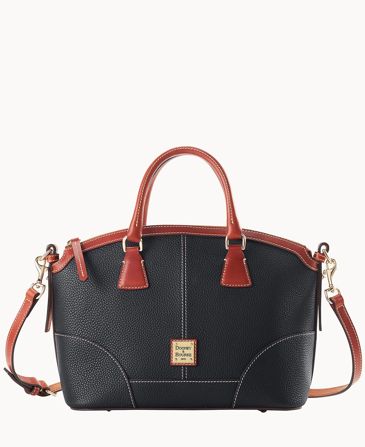 Pebble Grain Small Domed Satchel - Black