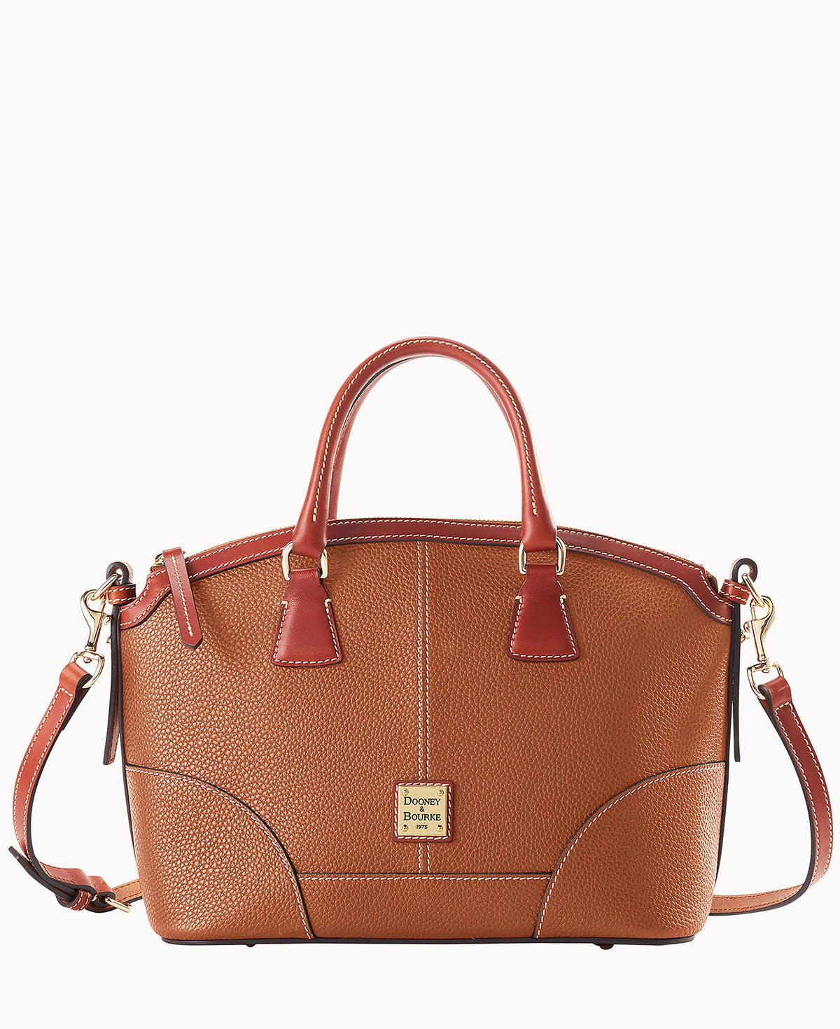 Pebble Grain Small Domed Satchel - Caramel