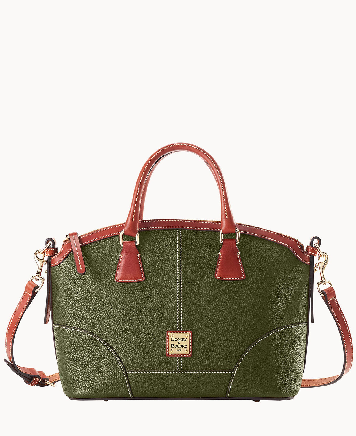 Pebble Grain Small Domed Satchel - Olive