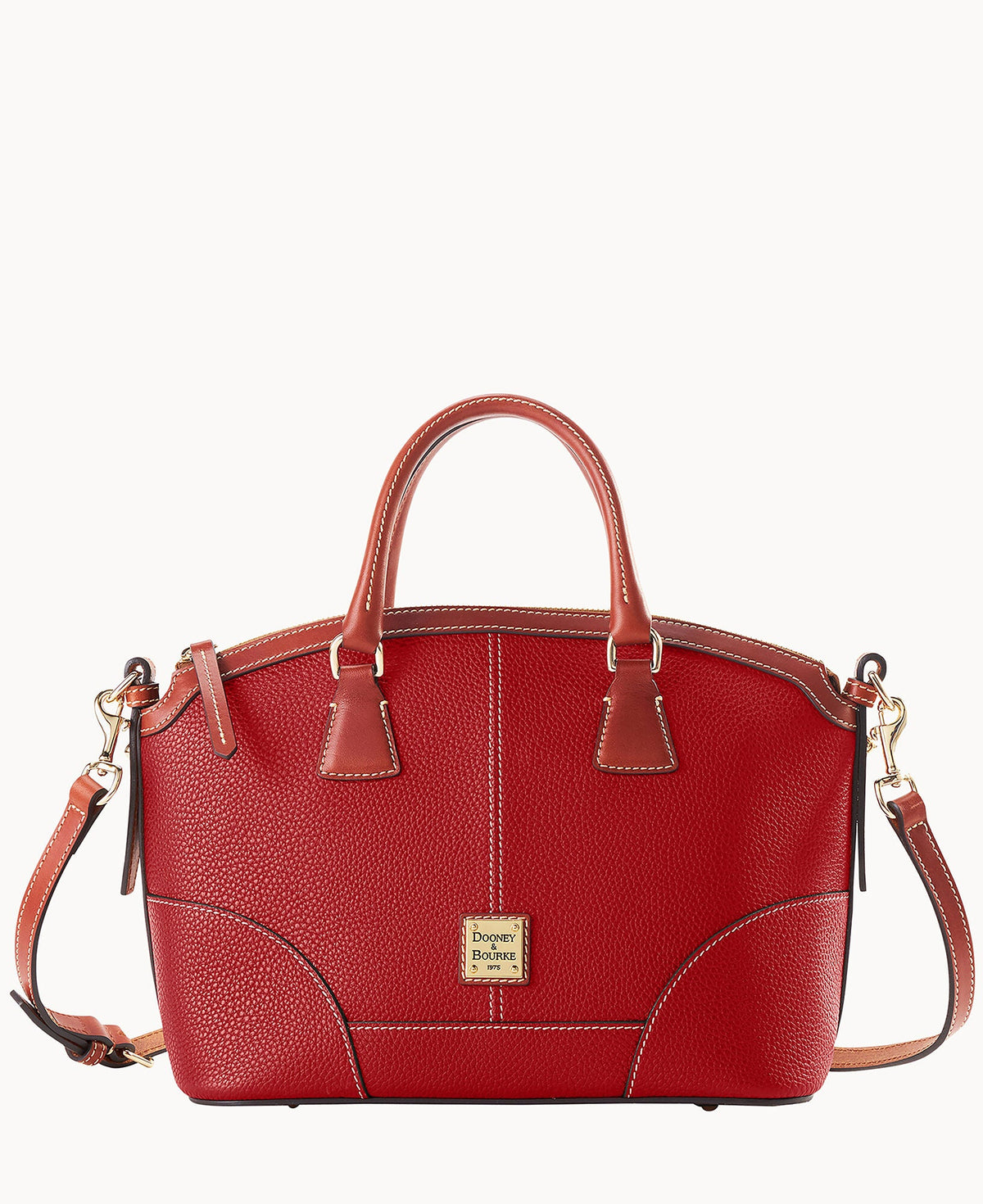 Pebble Grain Small Domed Satchel - Red