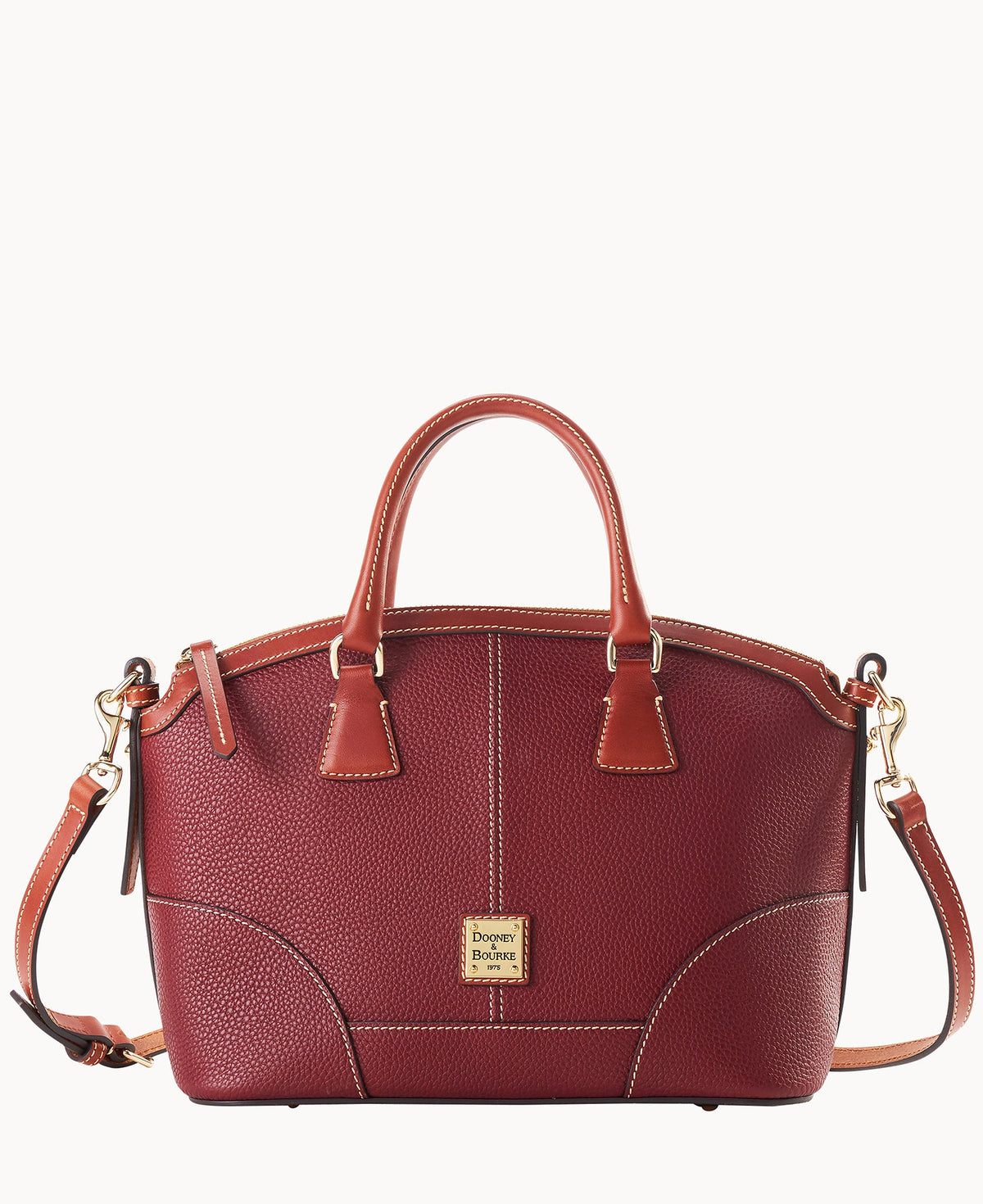 Pebble Grain Small Domed Satchel - Wine