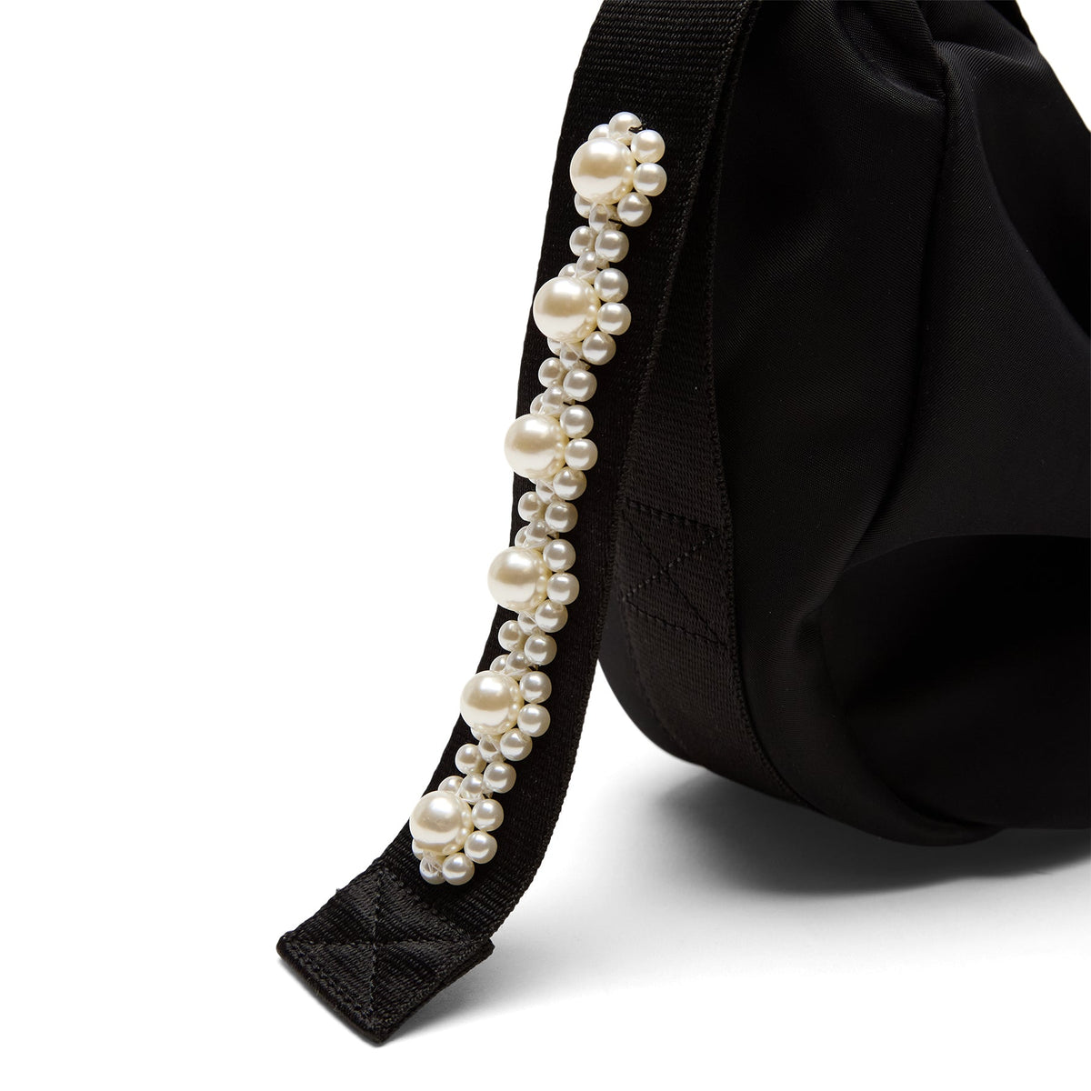 Simone Rocha Mini Sling Bow Bag with EMB (Black/Pearl) - Image 3