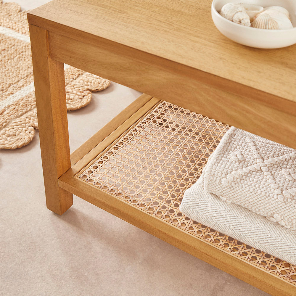 Bali Rattan Bench with Storage Shelf - Image 6
