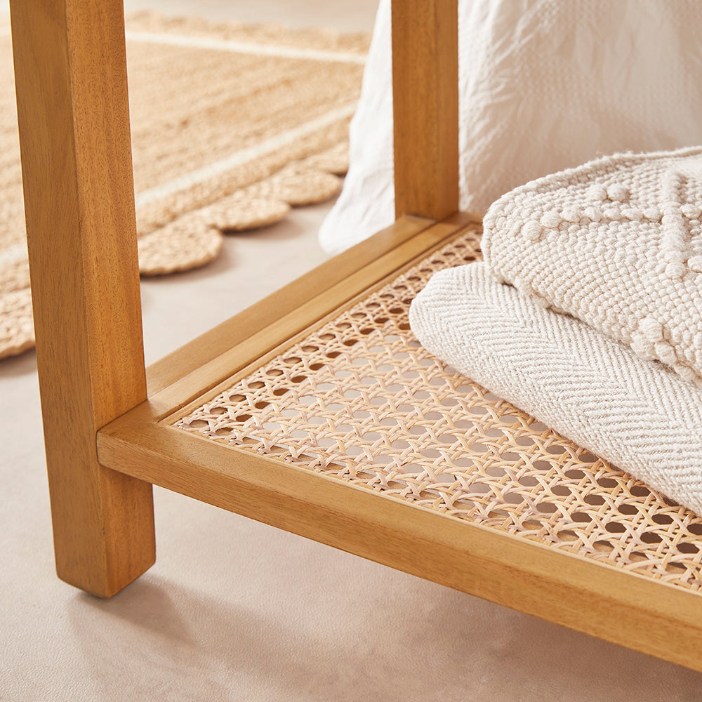 Bali Rattan Bench with Storage Shelf - Image 7