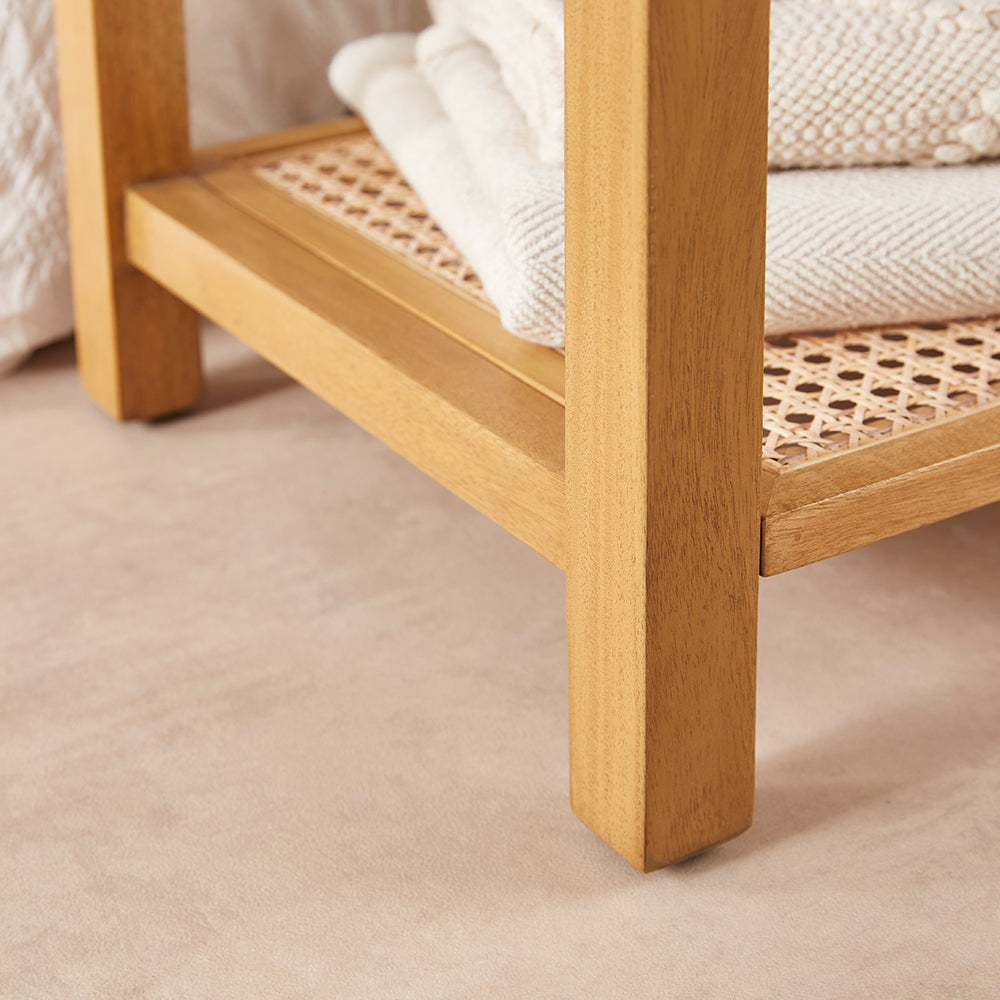 Bali Rattan Bench with Storage Shelf - Image 3