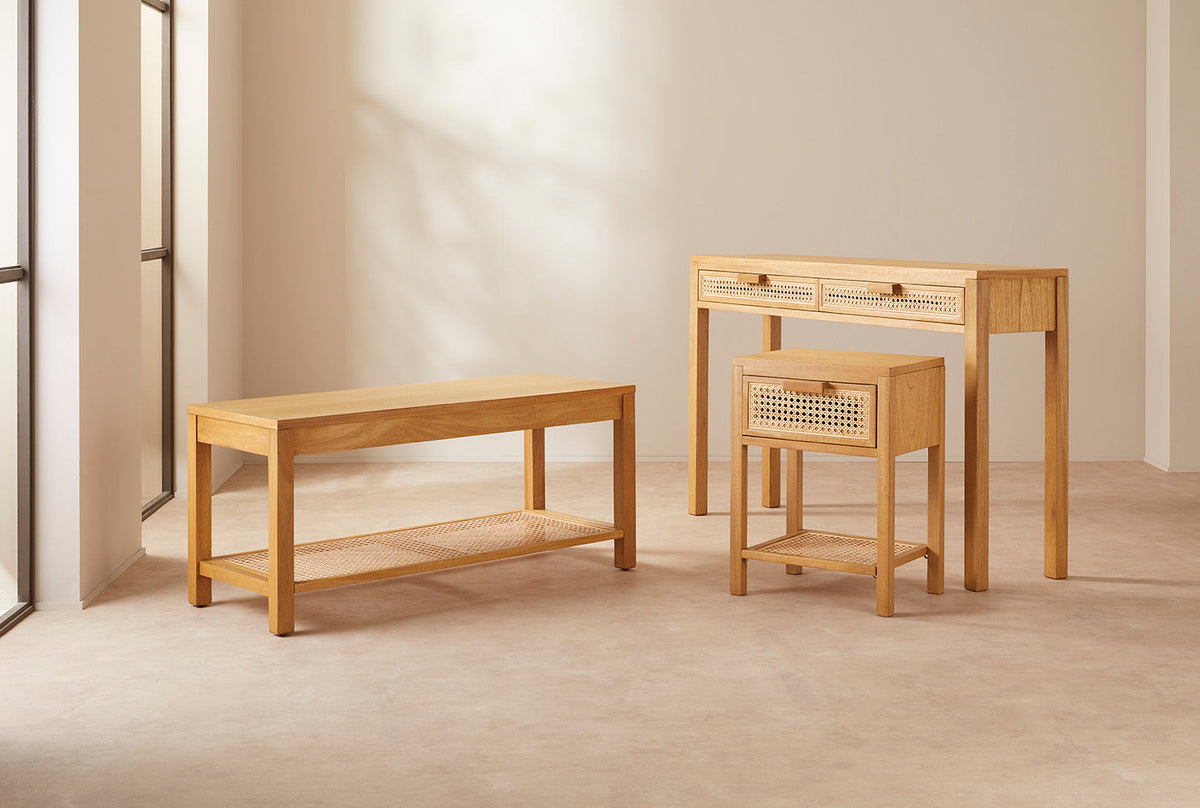 Bali Rattan Bench with Storage Shelf - Image 10