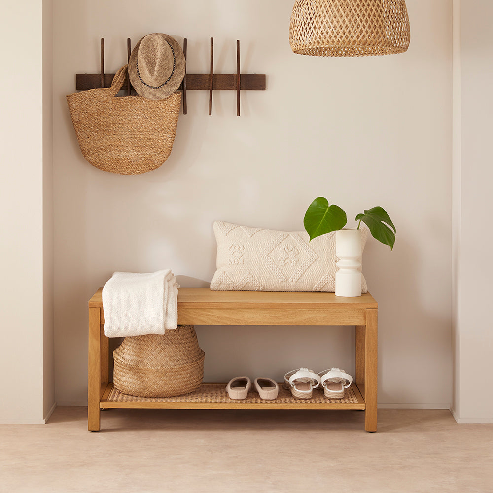 Bali Rattan Bench with Storage Shelf - Image 4