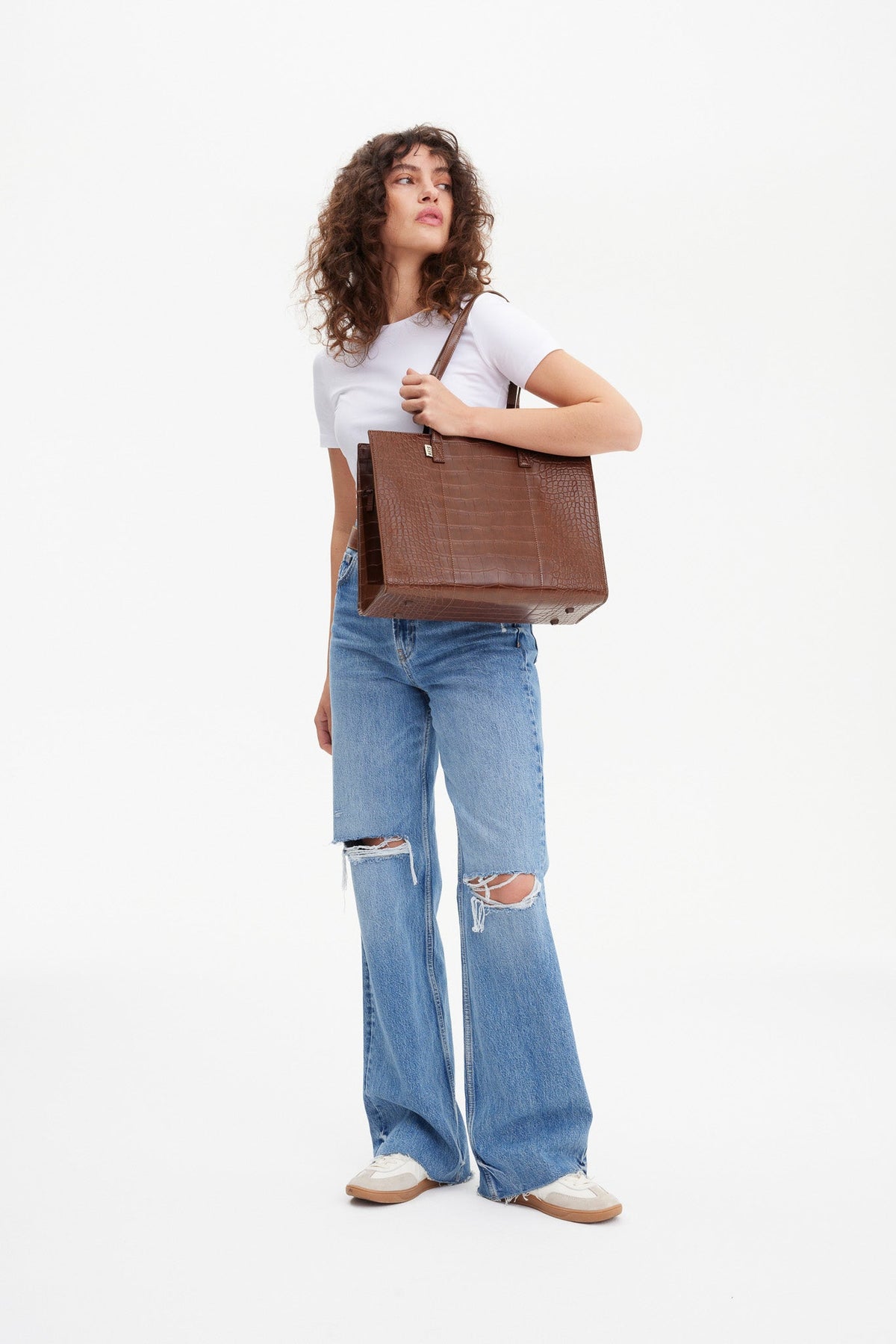 The Work Tote in Maple Croc - Image 3