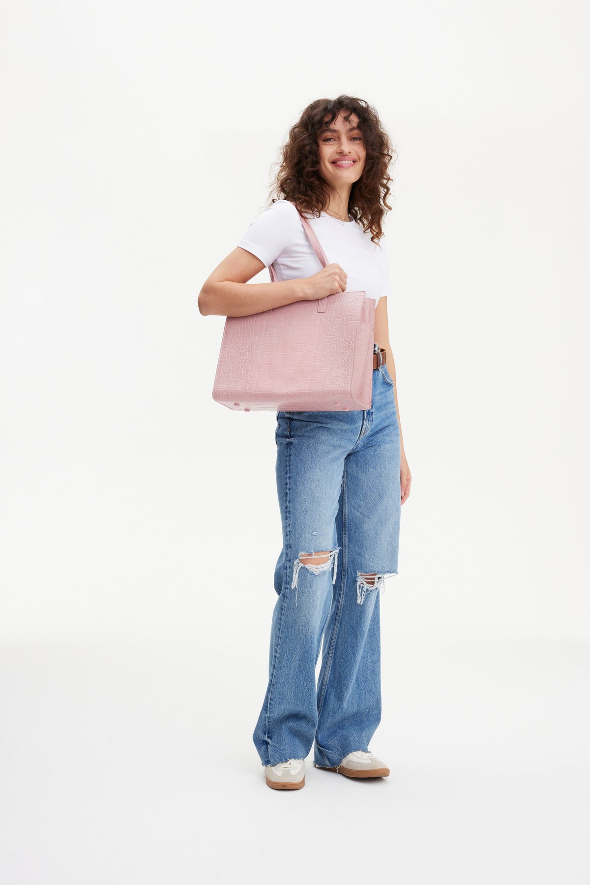 The Work Tote in Atlas Pink Croc - Image 3