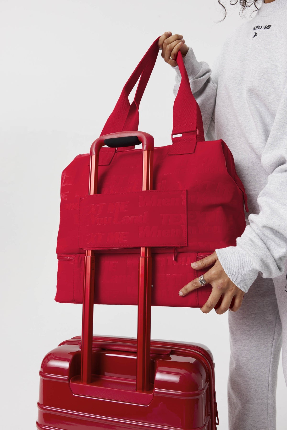 The Mini Weekender in Text Me Red - Image 4