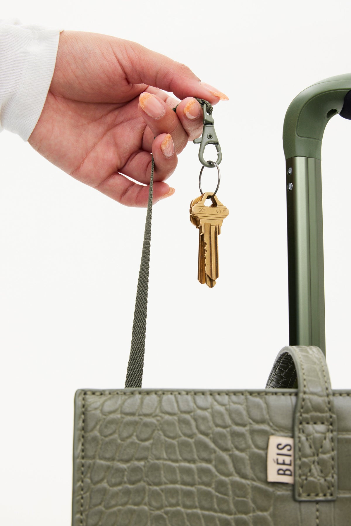 The Work Tote in Olive Croc - Image 7