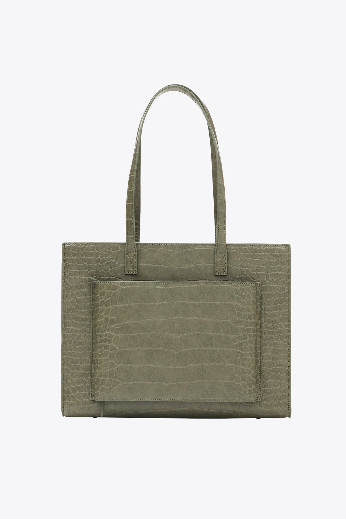 The Work Tote in Olive Croc - Image 3