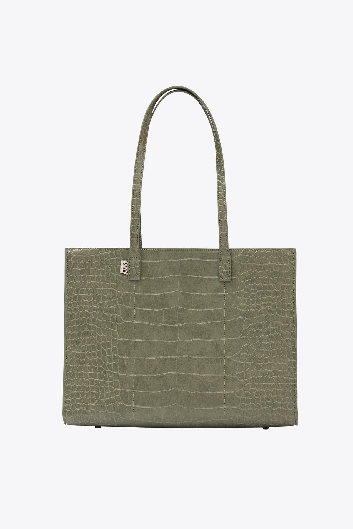 The Work Tote in Olive Croc - Image 12