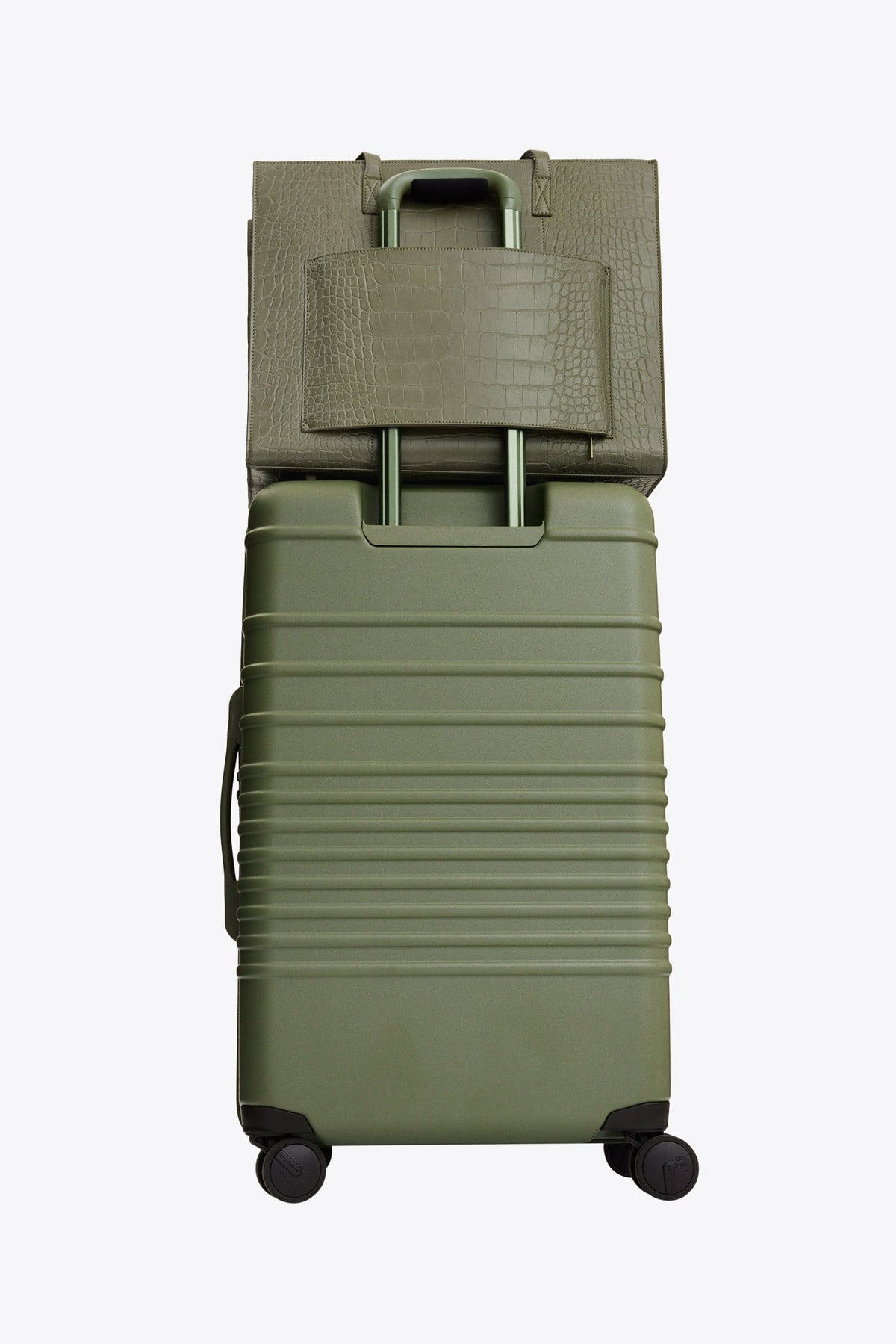 Resale The Large Work Tote in Olive Croc - Image 4