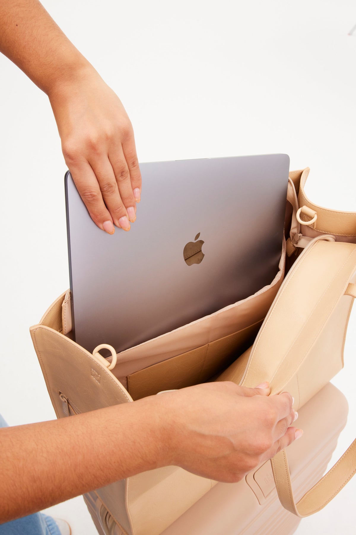 The Large Work Tote in Beige - Image 6