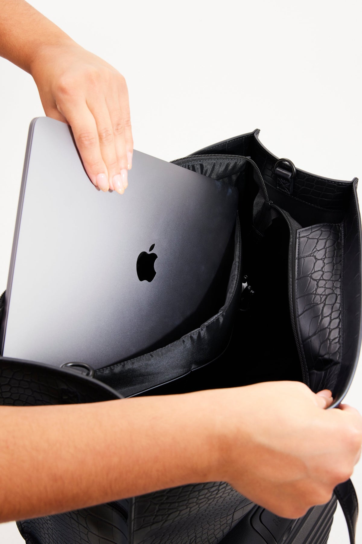 The Large Work Tote in Black Croc - Image 6