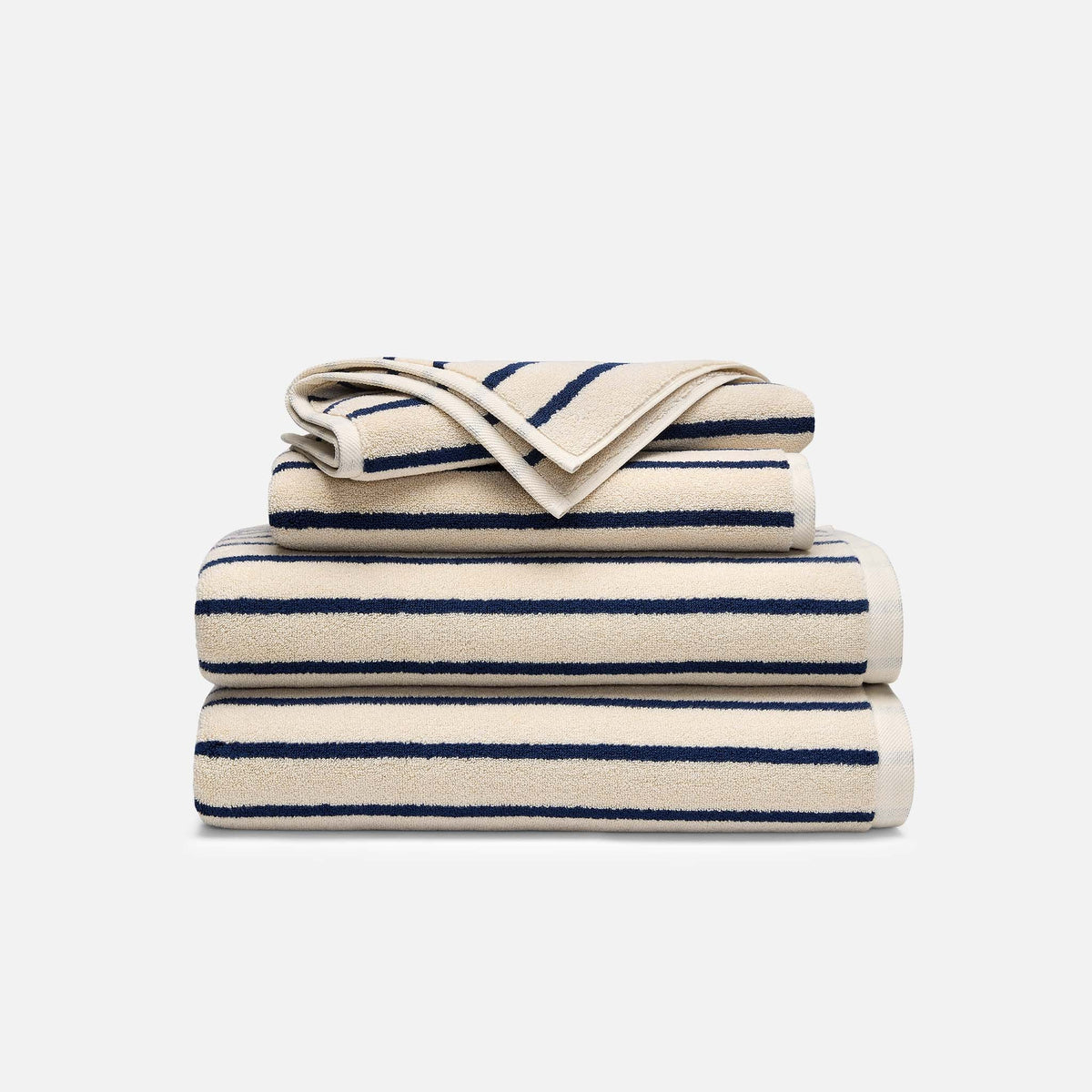Super-Plush Turkish Cotton Bath Towel Bundle - Striped Abyss