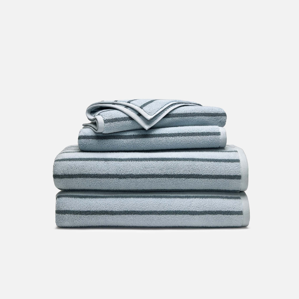 Super-Plush Turkish Cotton Bath Towel Bundle - Striped Frost