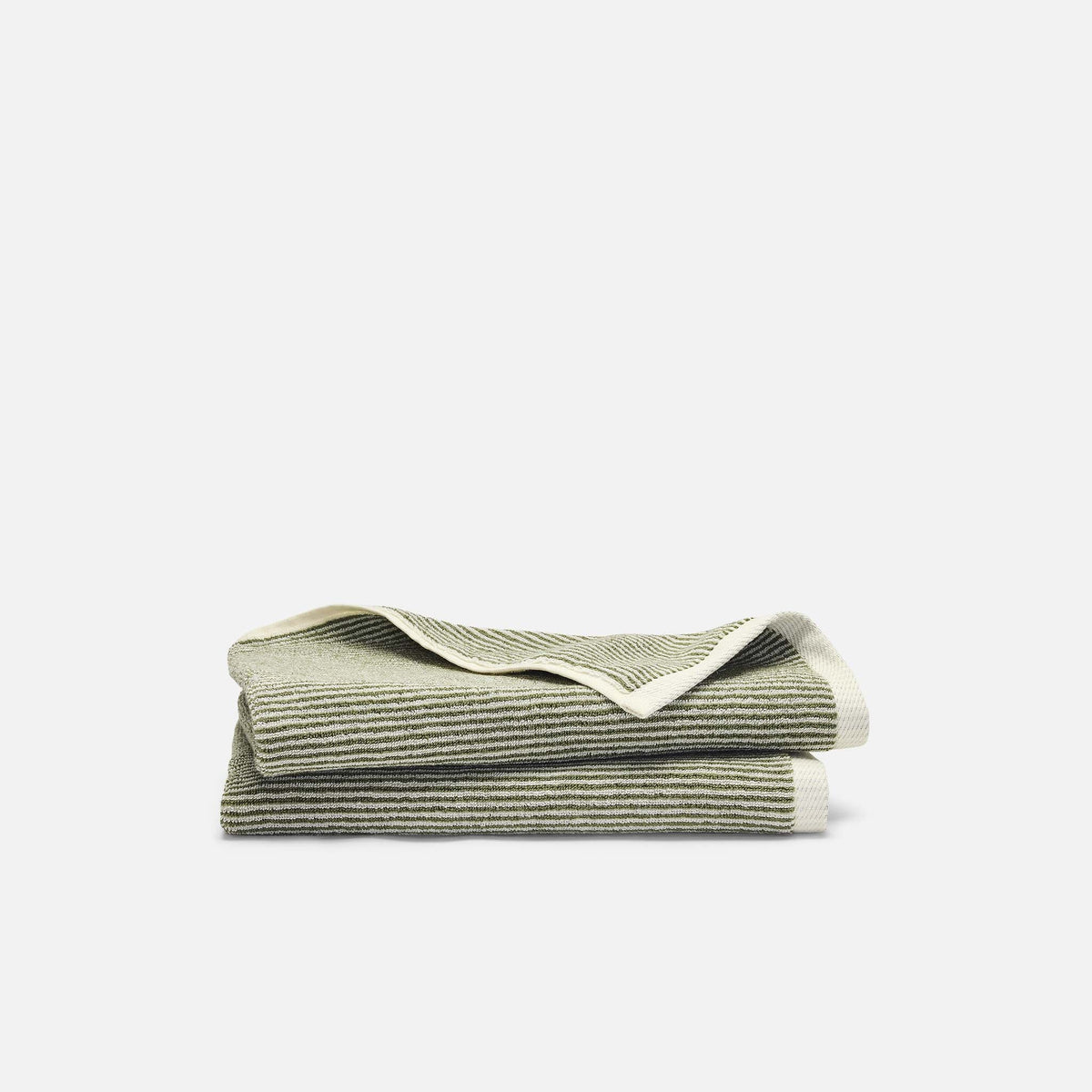 Plush Turkish Cotton Hand Towels - Striped Fresh Moss