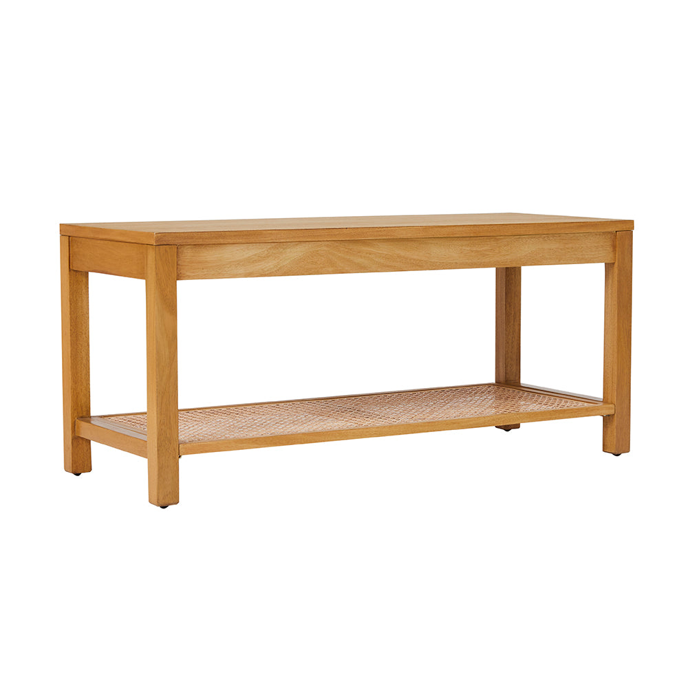 Bali Rattan Bench with Storage Shelf - Image 9