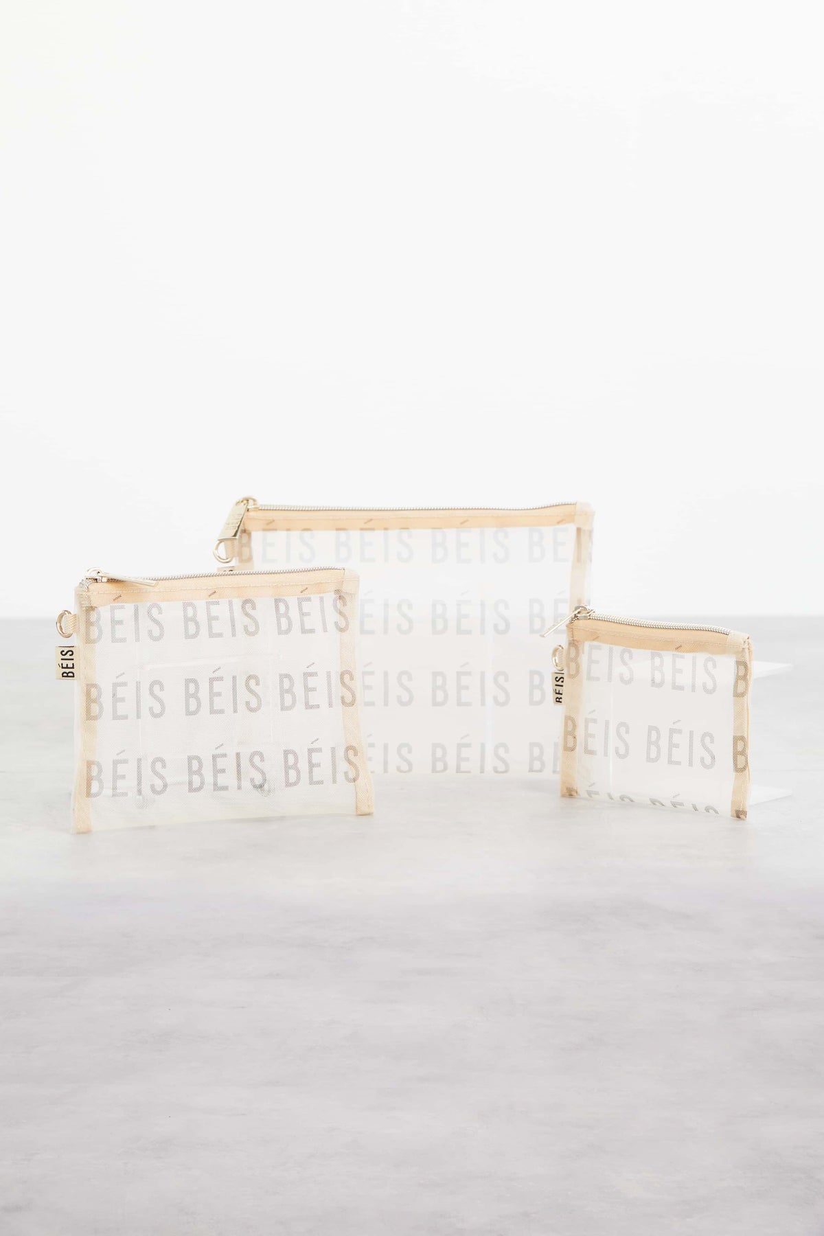 The Mesh Pouch Trio in Beige - Image 3