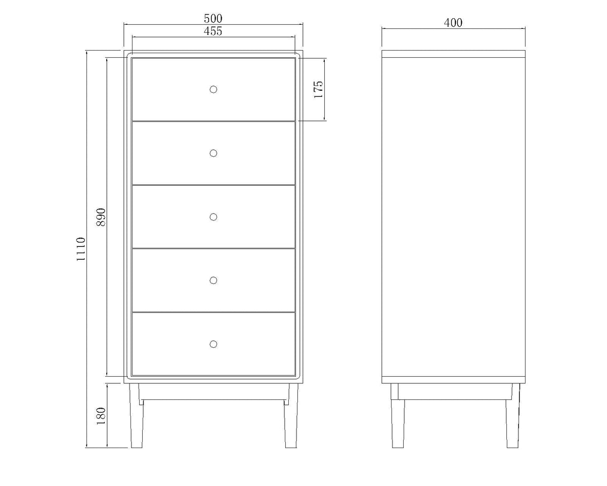 Wright Oak Tallboy Chest of 5 Drawers - Image 10