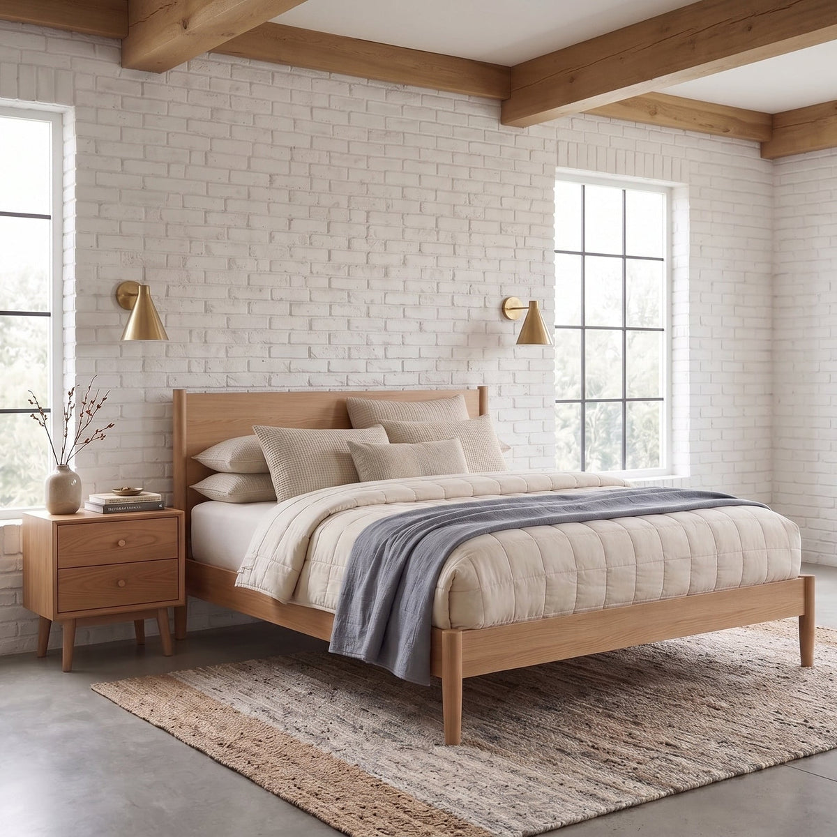 Wright Oak Double Bed Frame - Image 2