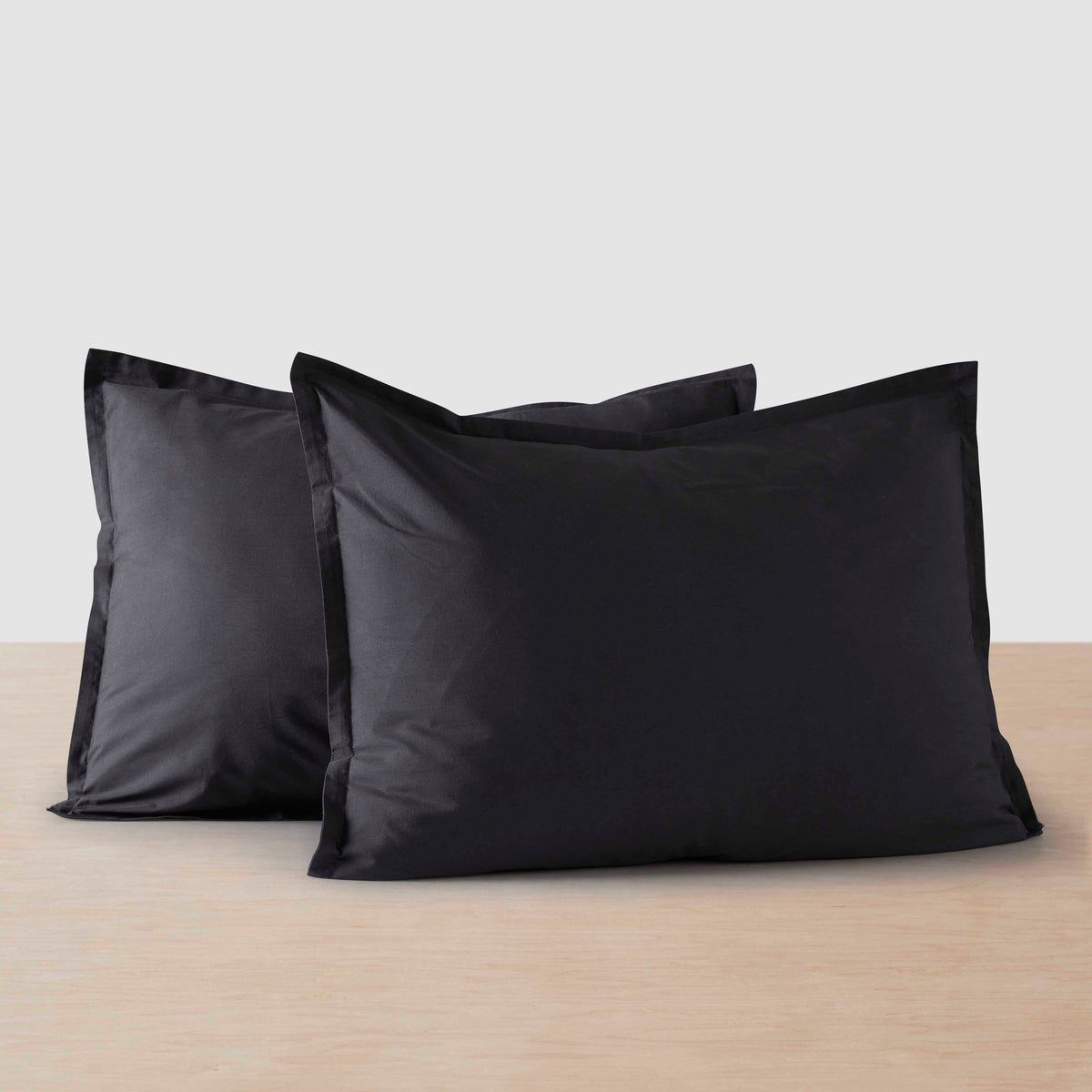 Stonewashed Organic Cotton Percale Shams - Charcoal