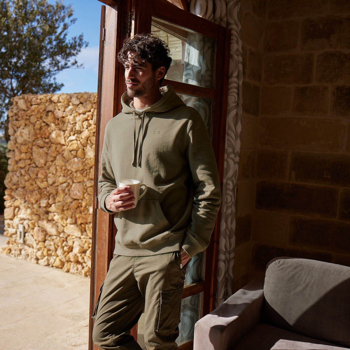 Carlton Mens Oversized Heavyweight 100% Cotton Hoody - Mushroom - Image 2