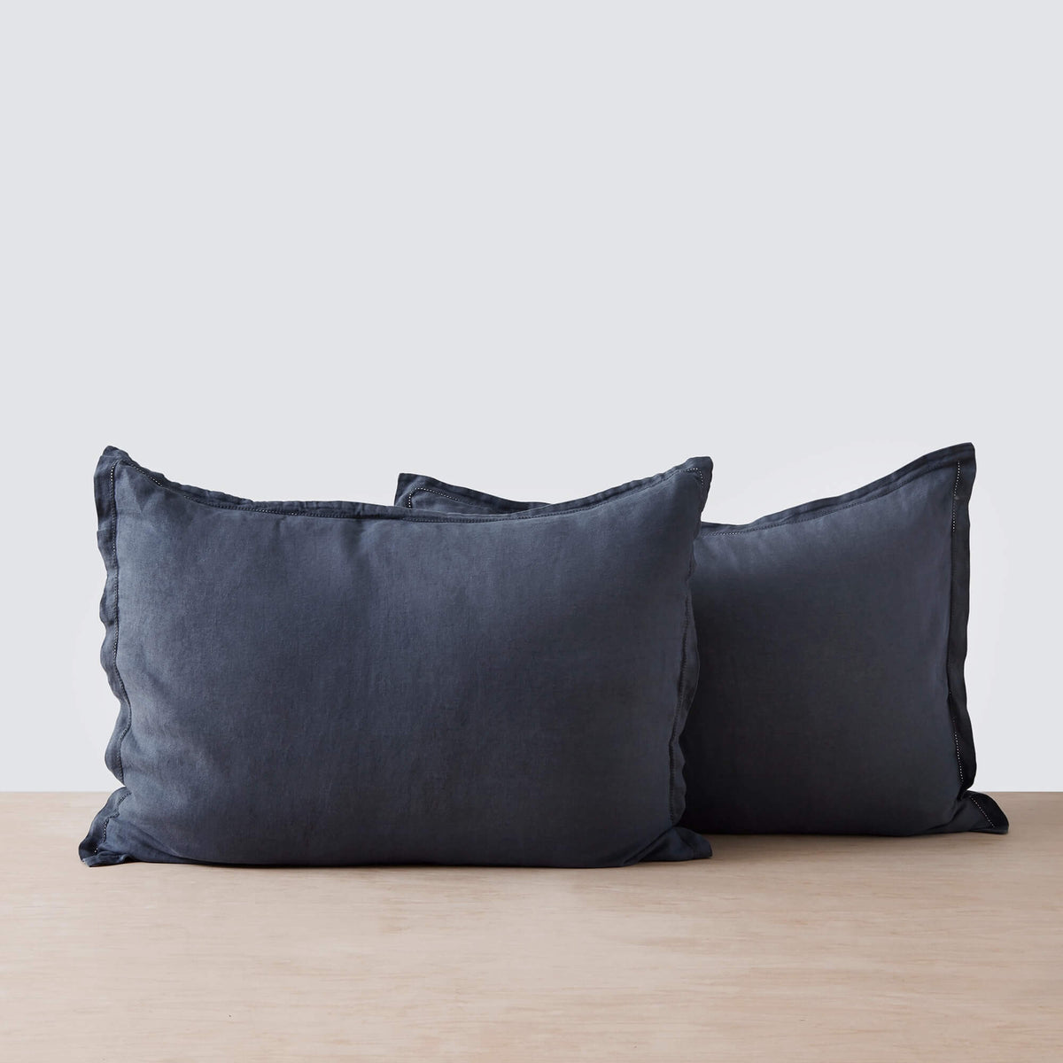 Stonewashed Linen Shams - Slate Blue