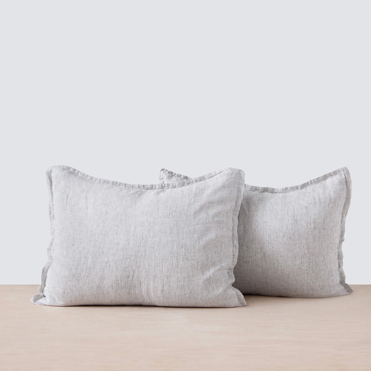 Stonewashed Linen Shams - Graphite Thin Stripe