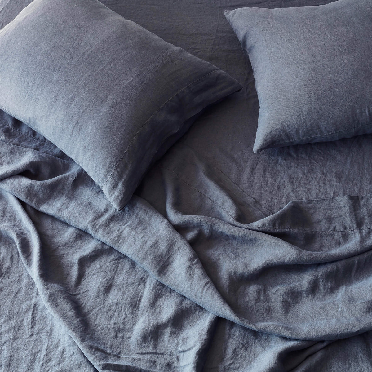 Stonewashed Linen Sheet Set - Slate Blue