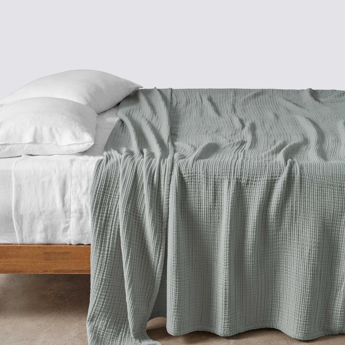 Organic Cotton Gauze Bed Blanket - Mineral
