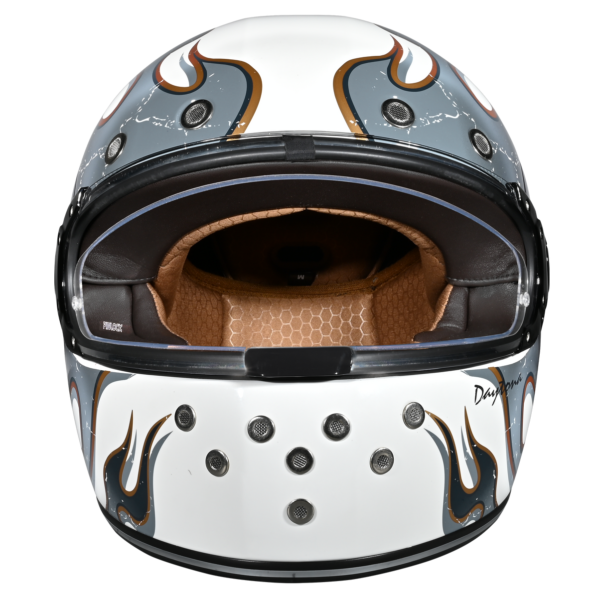 DOT Daytona Retro Full Face Motorcycle Helmet: Vintage Style for Men, Women, & Youth - W/ Flames