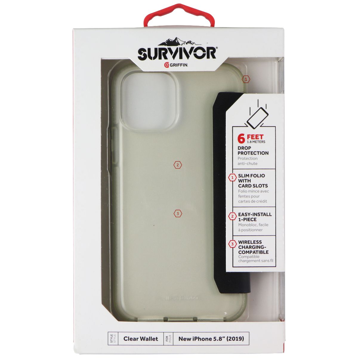Griffin Survivor Clear Wallet Case for Apple iPhone 11 Pro - Clear/Black - New