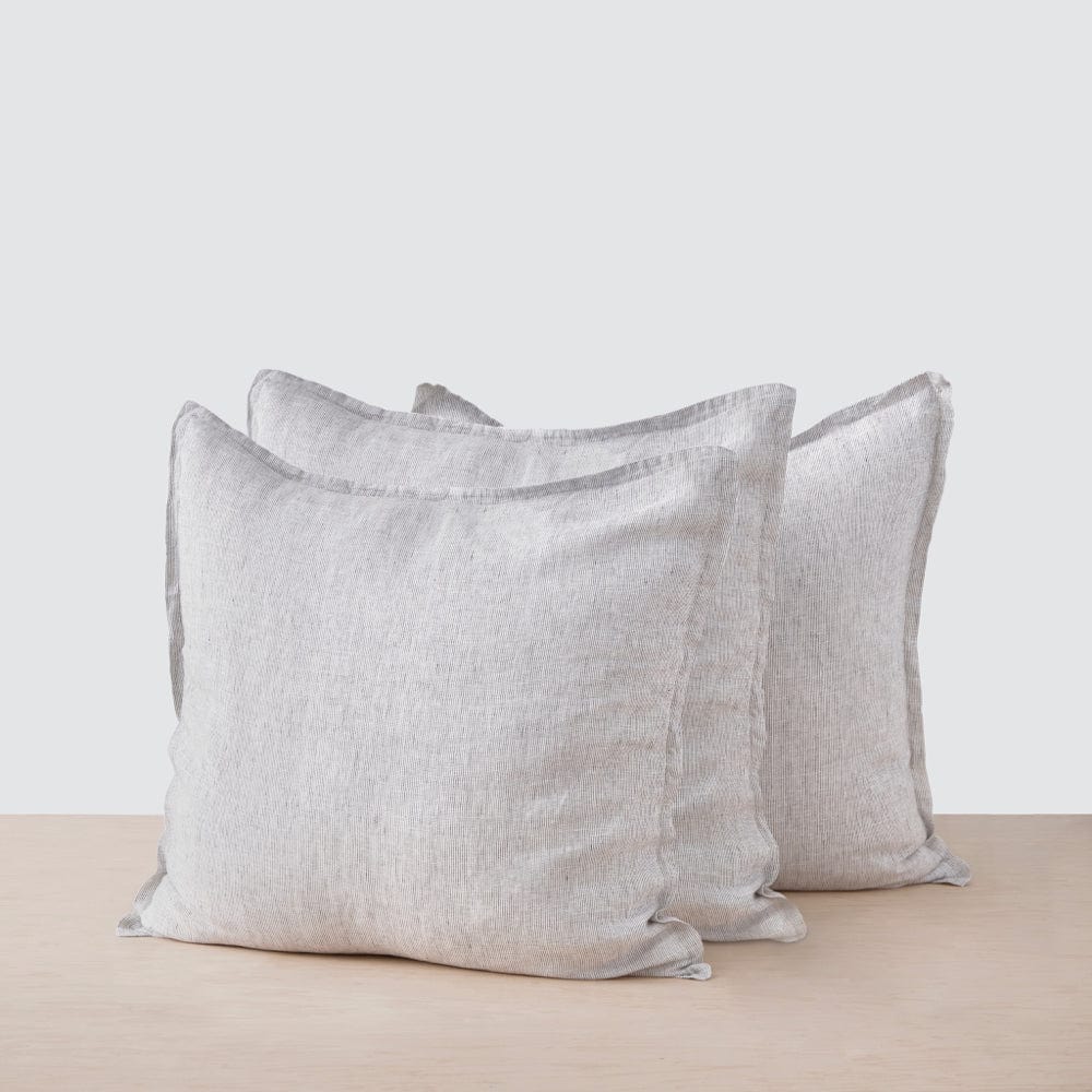 Stonewashed Linen Euro Shams - Graphite Thin Stripe / Set of 3