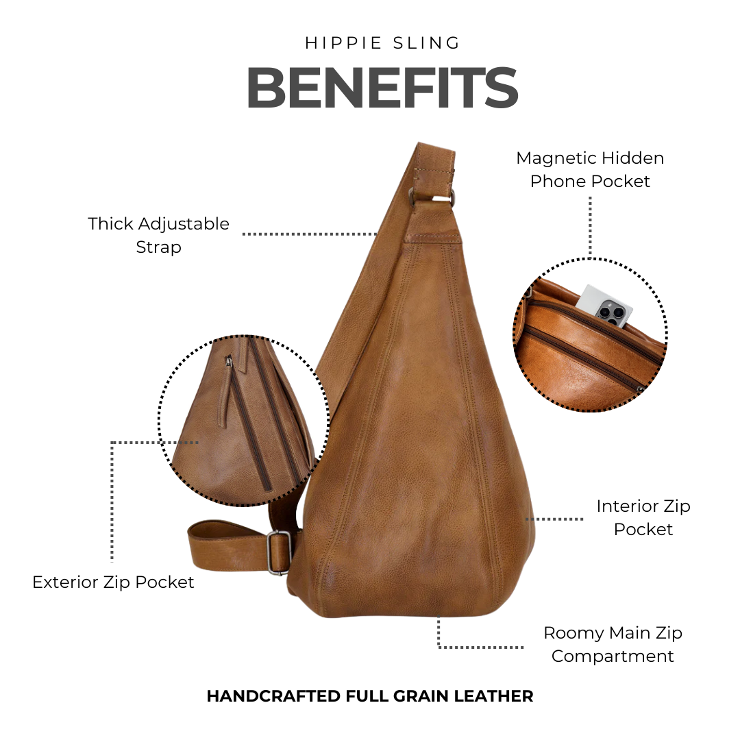 Hippie Leather Sling Bag - Image 6