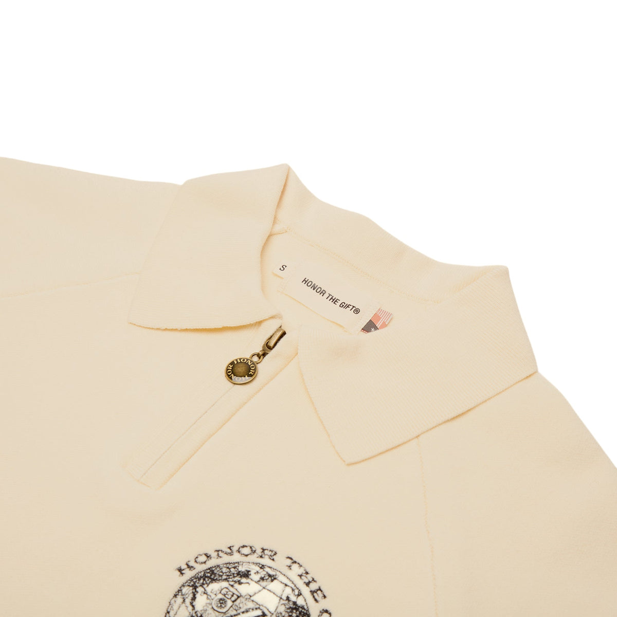 Honor The Gift Knitted Zip LS Polo (Bone) - Image 3