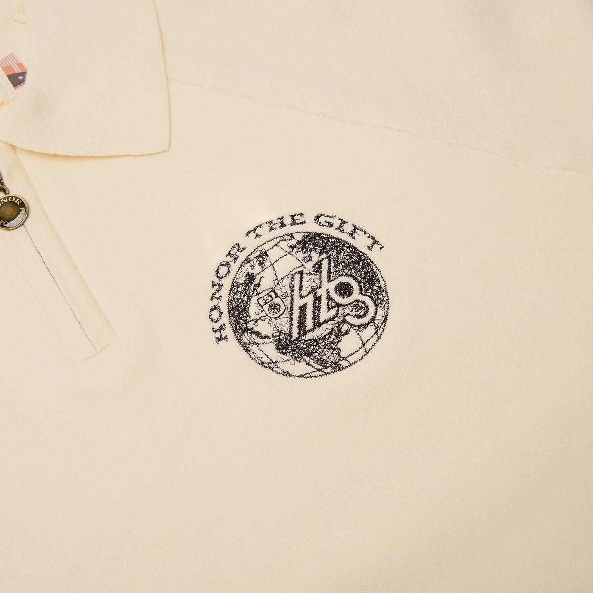 Honor The Gift Knitted Zip LS Polo (Bone) - Image 4