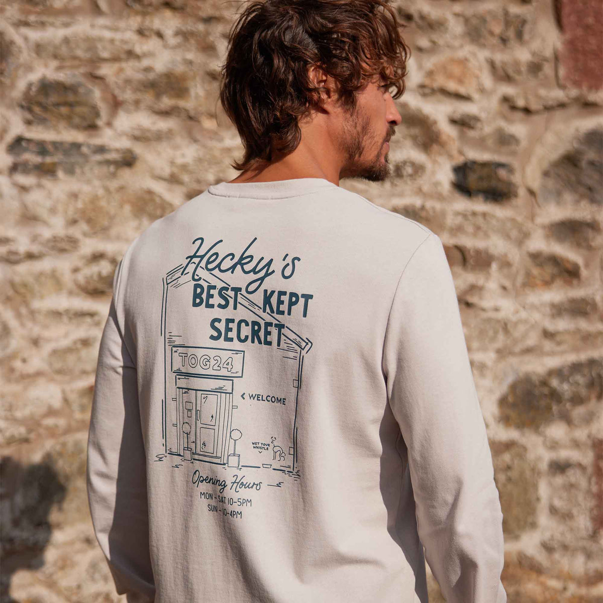 Hecky Mens Long Sleeve T-Shirt - Raincloud - Image 2