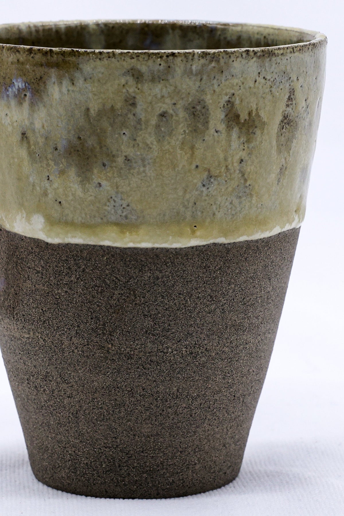 TerraBlu Quadra Handmade Ceramic Smoked Grey Stoneware Tall Ceramic Cup - Image 2