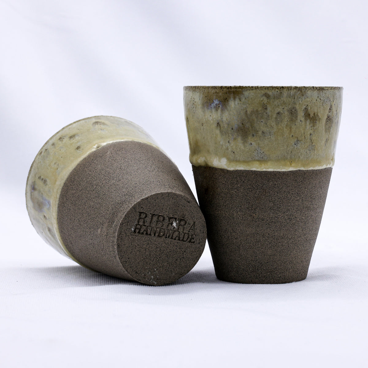TerraBlu Quadra Handmade Ceramic Smoked Grey Stoneware Tall Ceramic Cup - Image 4