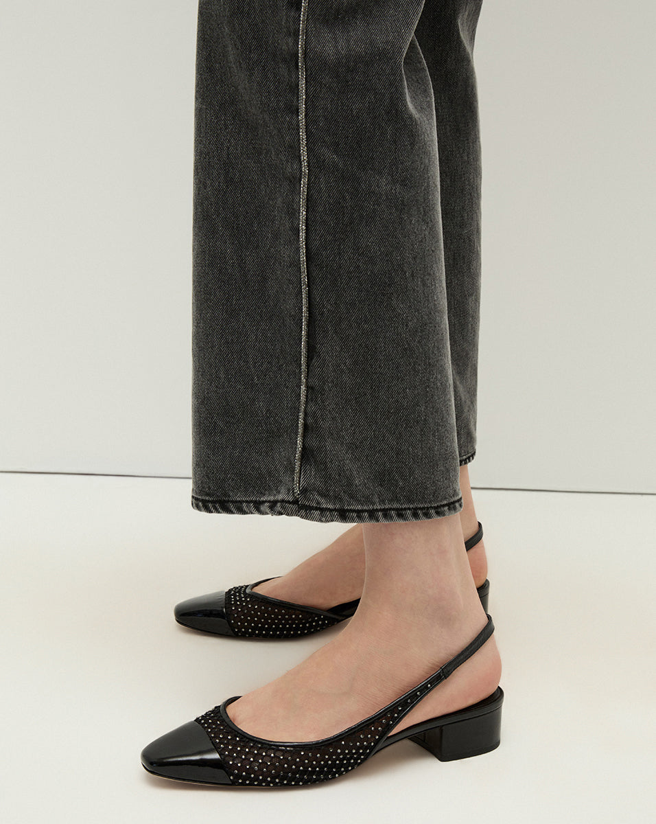 Cecile Rhinestone Mesh Cap-Toe Slingback - Image 5