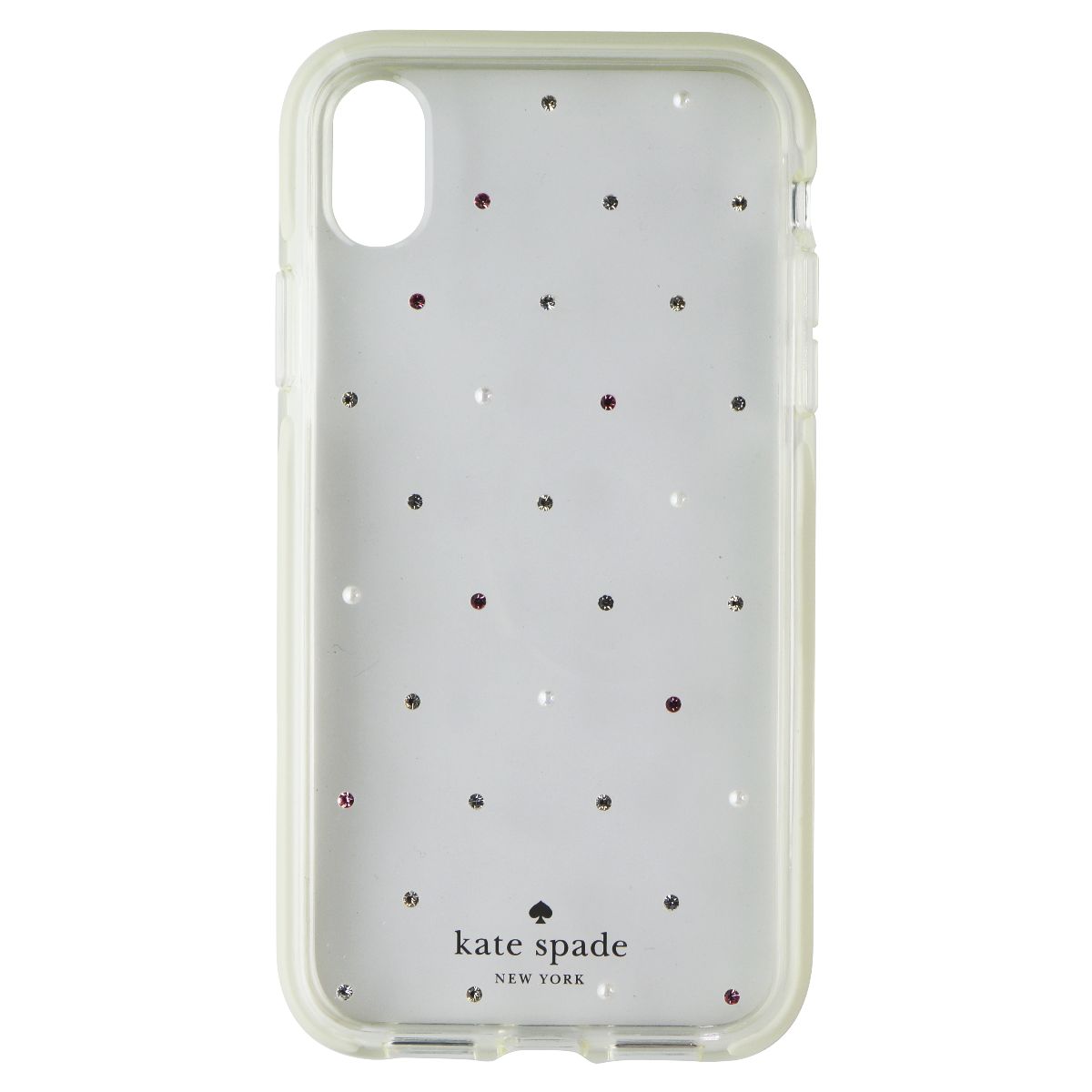 Kate Spade Defensive Hardshell Case for Apple iPhone XR - Clear / Pin Dot Gems - New - Image 2