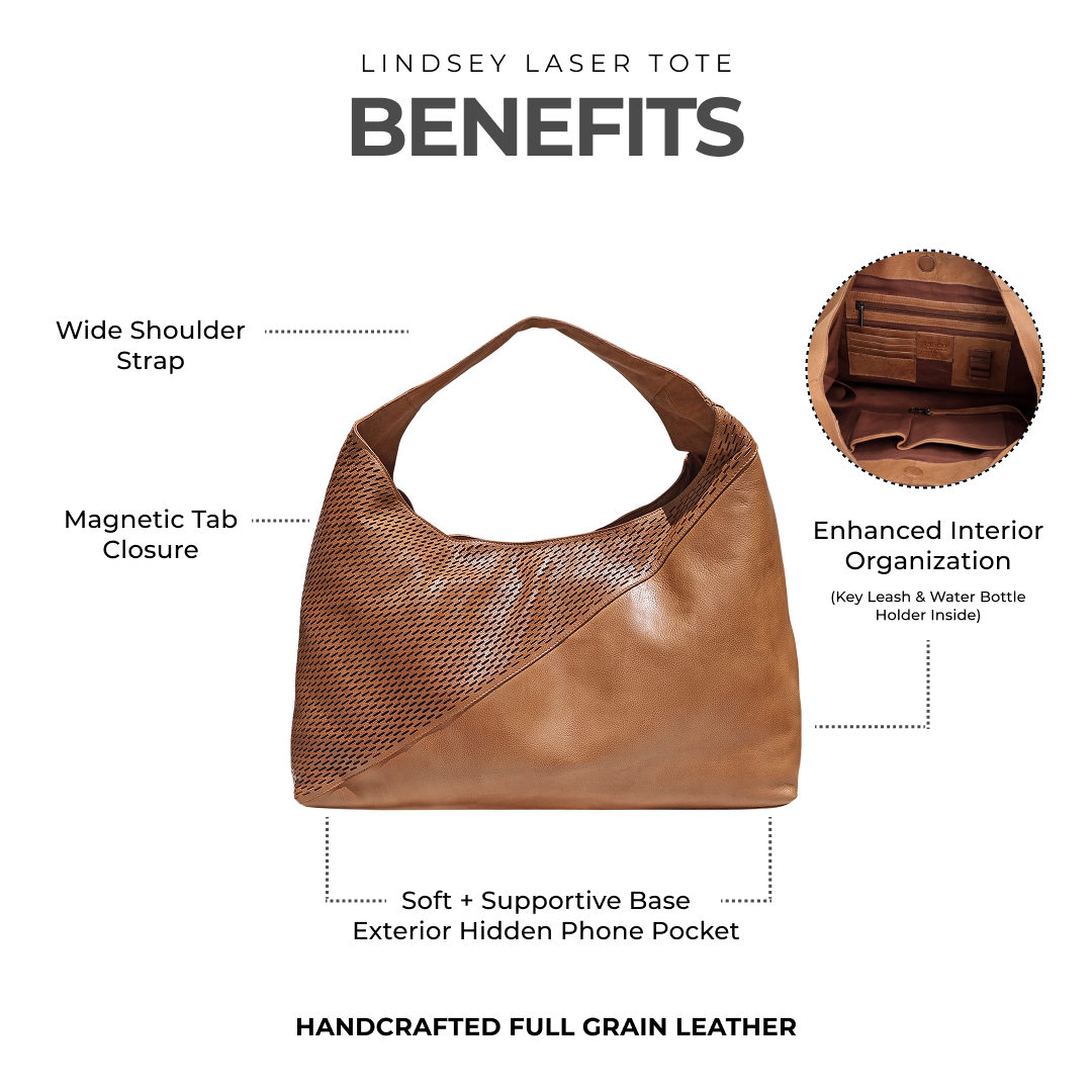 Lindsey Laser Leather Tote Bag - Image 6