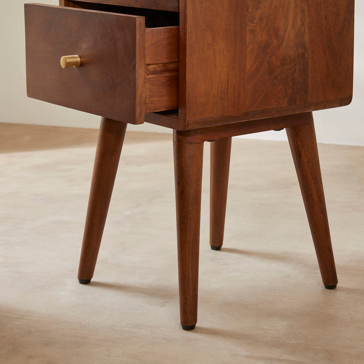 Scandinavian Dark Walnut Logan Narrow Bedside Table - Image 3